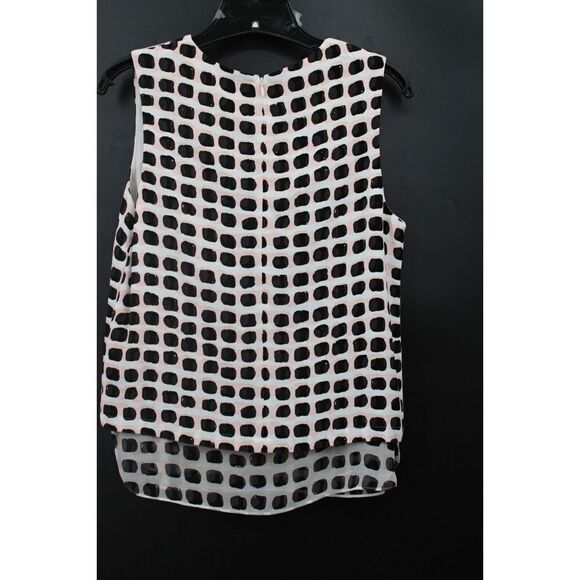 Kate Spade ISLAND STAMP DOUBLE LAYER SILK TANK Small BLAC White Pink Sleeveless - Picture 4 of 7